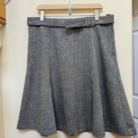H&M Gray Wool‎ Blend Zip Closure A Line Skirt Size 14 - Picture 1 of 11